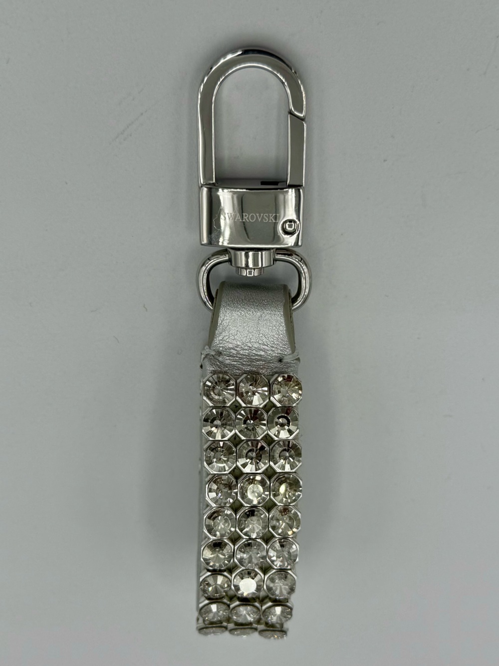 Swarovski Keychain Silver Crystal Leather Strap